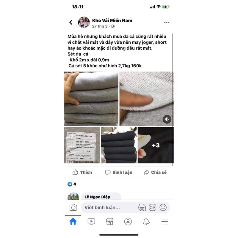 vải thun jean và da cá