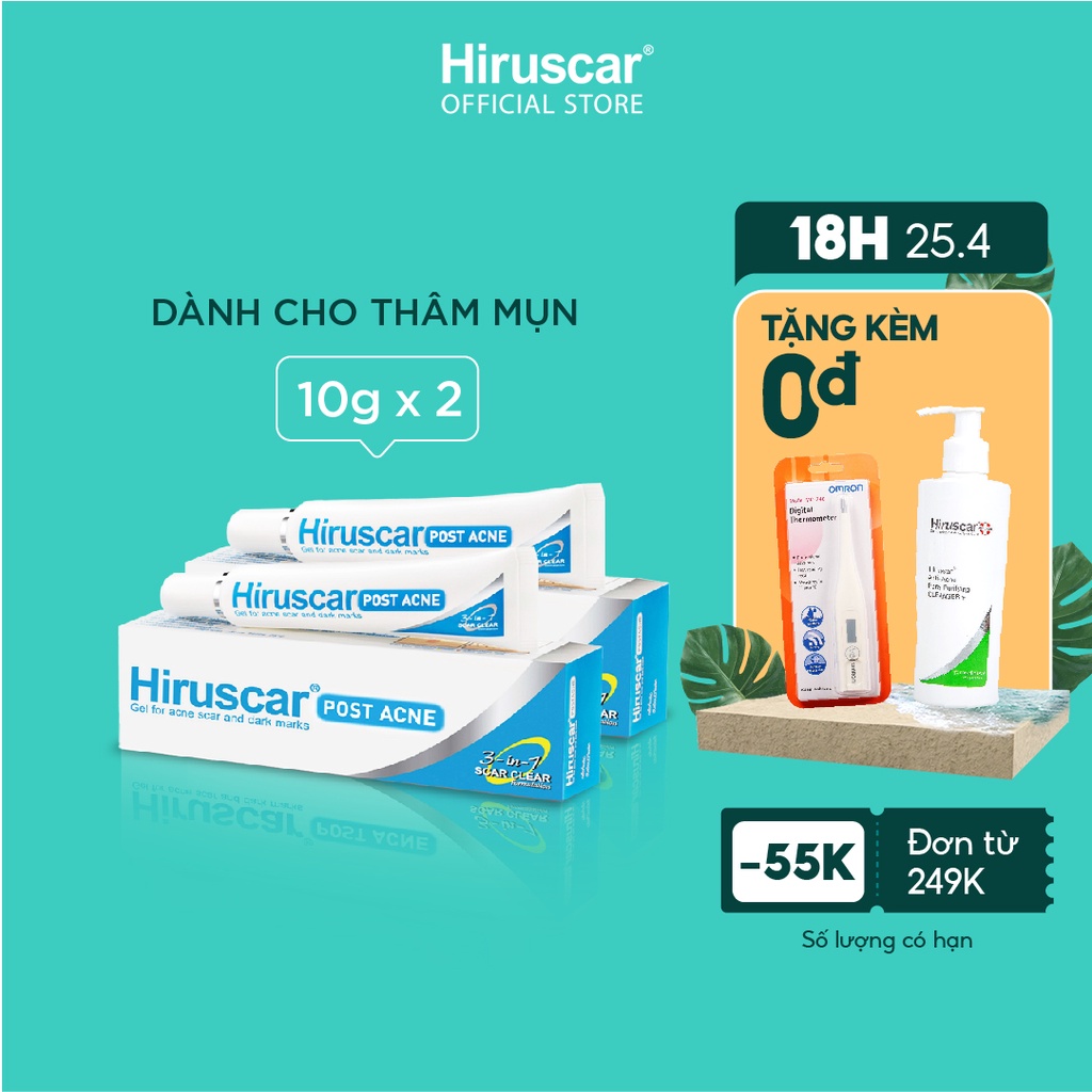 [Mã COSHIRU2 - 8% đơn 150K] Bộ 2 gel chăm sóc sẹo mụn và mụn thâm Hiruscar Post Acne 10g