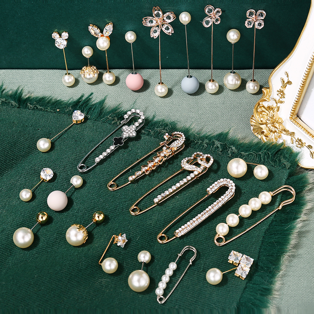 Ghim cài áo đính đá/ ngọc trai giả thời trang