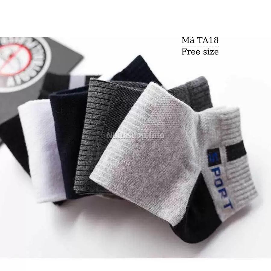 Tất nam Sport cổ cao cotton co giãn thoáng khí kháng khuẩn mang mùa hè đi làm chạybộ thời trang phong cách Hàn Quốc TA18