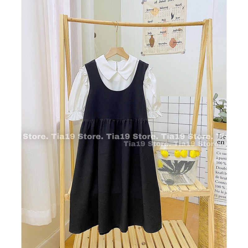 Set yếm babydoll trắng đen Lolita SP000012  ( Ảnh thật Tia19 chụp)