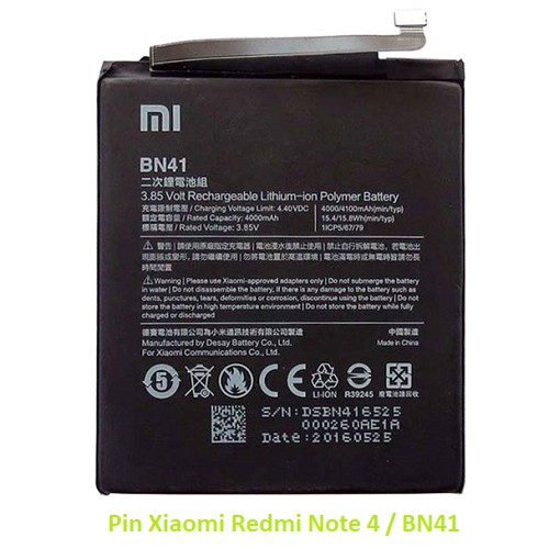 Pin Xiaomi Redmi Note 4 / BN41