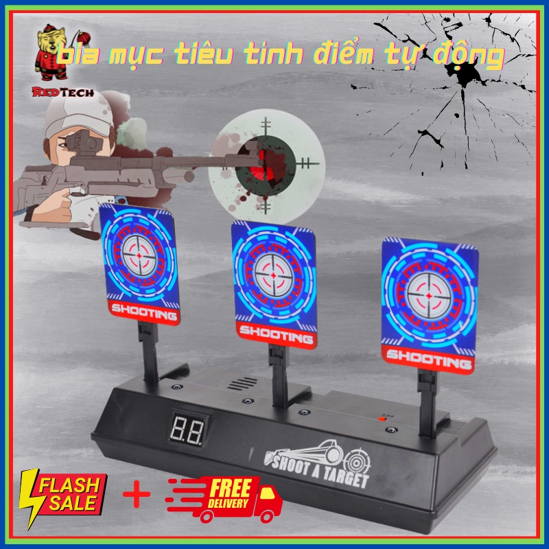 Bia mục tiêu tính điểm TỰ ĐỘNG, mục tiêu điện tử RedTech dùng cho đồ chơi neft.