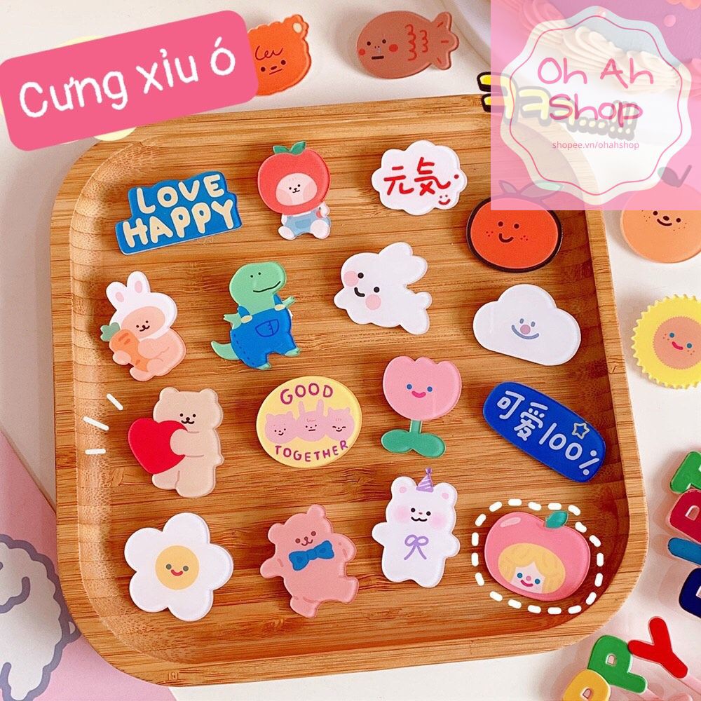 Sticker đính balo, cài balo túi hình thú siêu dễ thương Mẫu Mới