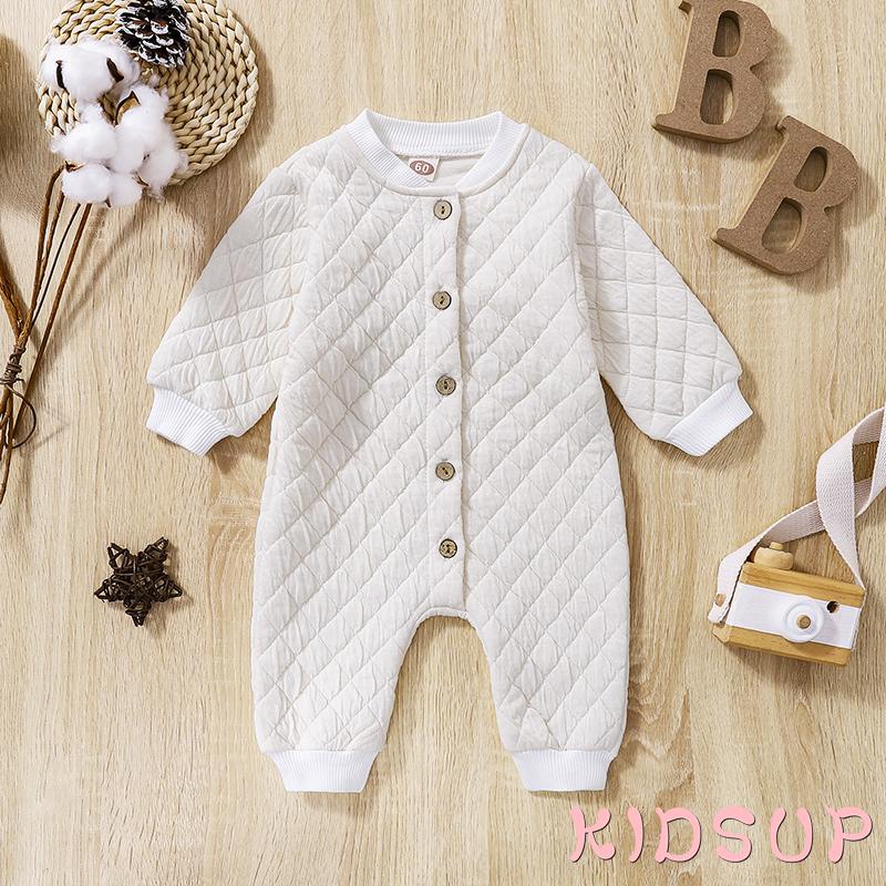 Kidsup1-bộ Áo Liền Quần Dài Dáng Rộng May Chắp Vá Cài Khuy Tay Dài Đính Kim Cương Dành Cho Bé Trai Bé Gái