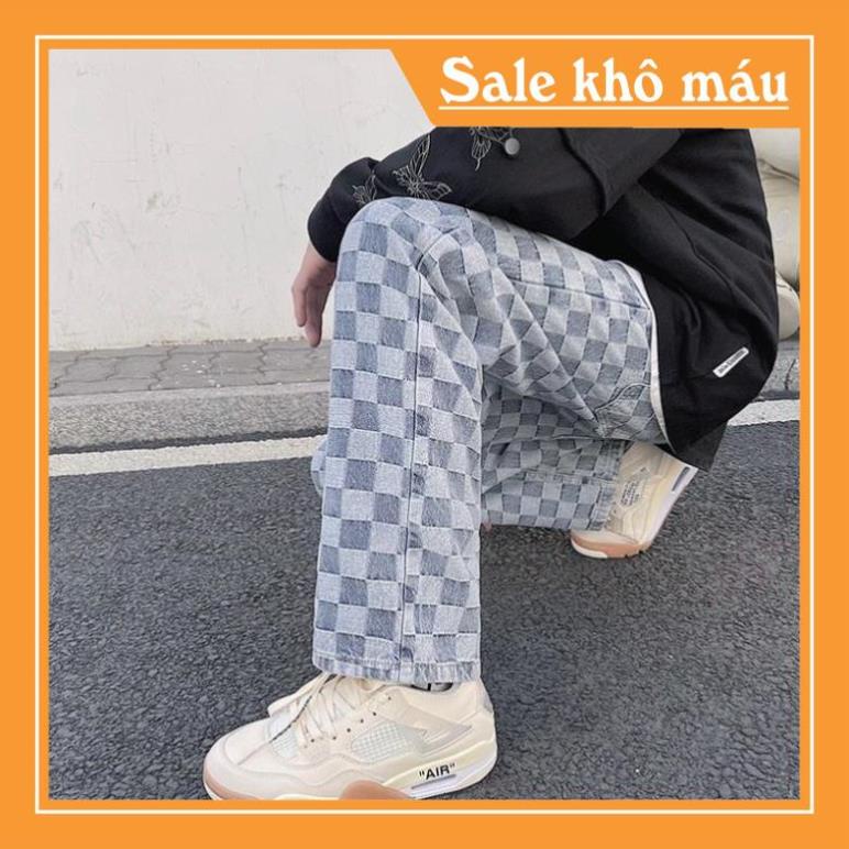 Quần jeans ống suông K9213 hoạt tiết LV dập nổi cực chất -b11