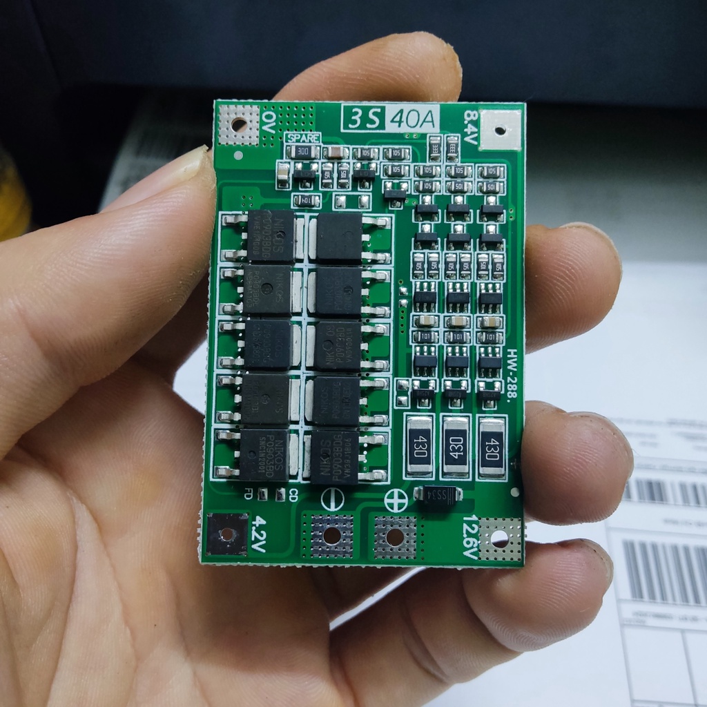 Mạch Bảo vệ pin 3S 12.6V 40A Tự động Cân bằng. Dùng được cho pin Li-on 18650, Lipo và các loại pin 3.7V / 4.2V