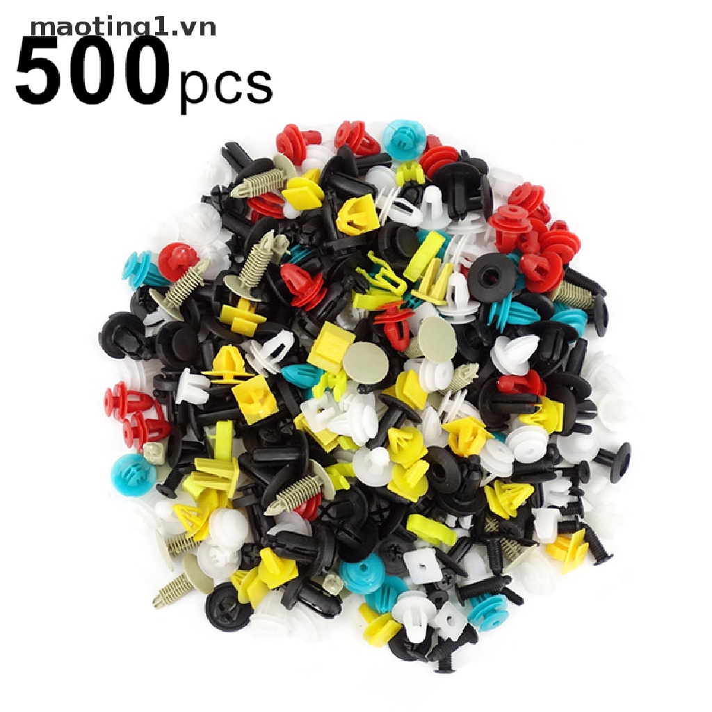 Set 500 đinh tán nhựa nhiều kiểu dáng dùng để trang trí cửa xe hơi