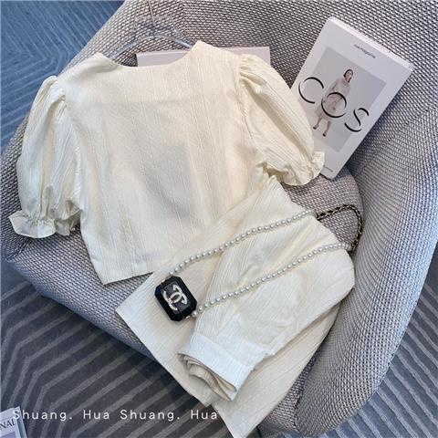 Áo tay phồng phối váy trắng thời trang cổ điển cho nữ (có bán lẻ)