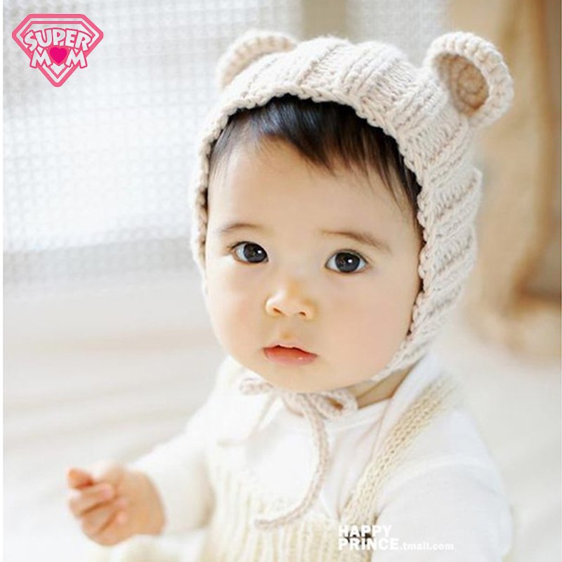 Mũ len tai gấu dễ thương cho bé từ 1-3 tuổi - Supermom &amp; Baby Corner