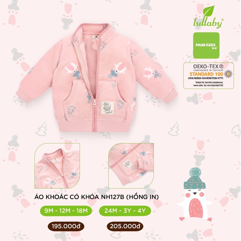 Xả hàng ÁO KHOÁC NỈ LÔNG CỔ TÀU LULLABY (9-4y) | BigBuy360 - bigbuy360.vn