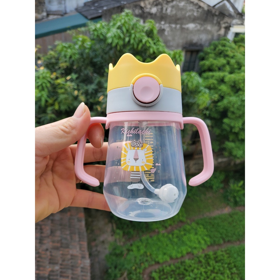 Bình tập uống KICHILACHI PP 240ml hình vương miện cho bé từ 6 tháng tuổi