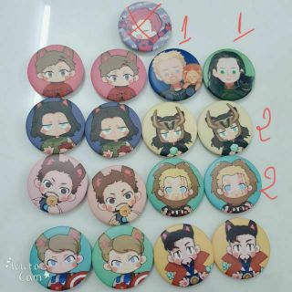 [Có sẵn] Huy hiệu official Avengers: Tony, Steve, Thor, Loki, Dr. Strange, Bucky, Spider man, Stony, Harry Potter