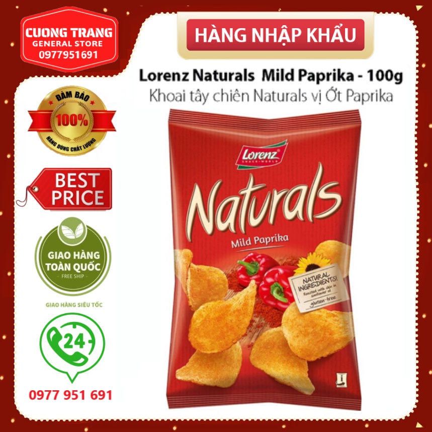 Khoai tây chiên Naturals vị ớt paprika Lorenz 100g