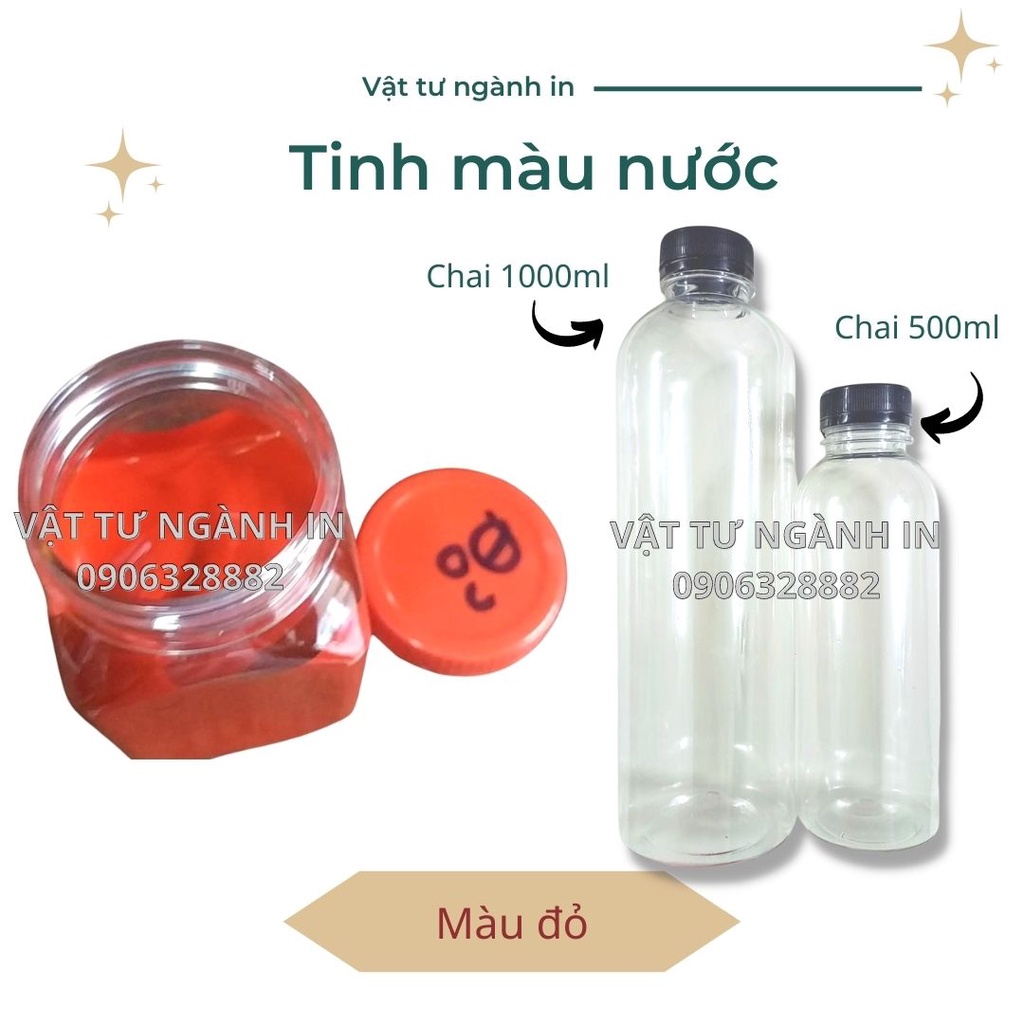 Chai 500ml Màu nước để tô tượng, pha sơn nước, vẽ màu, hội họa, in lụa trên vải, màu nguyên chất đậm đặc, không pha nước
