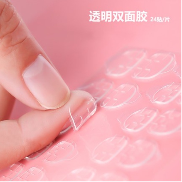 Set 24 Tấm Sticker Hai Mặt Trong Suốt Tự Dính Chống Thấm Nước Trang Trí Móng Tay