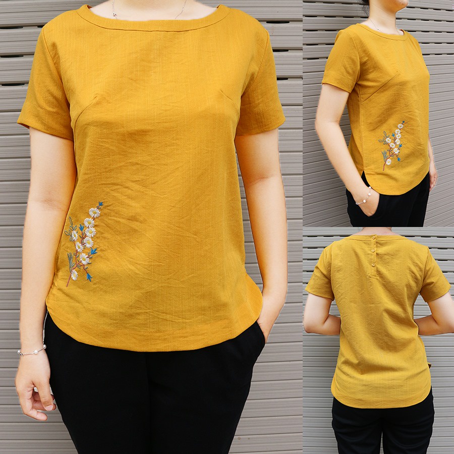 ÁO THUN NỮ TAY NGẮN, THÊU ĐẸP VẢI LINEN CAO CẤP ĐẸP