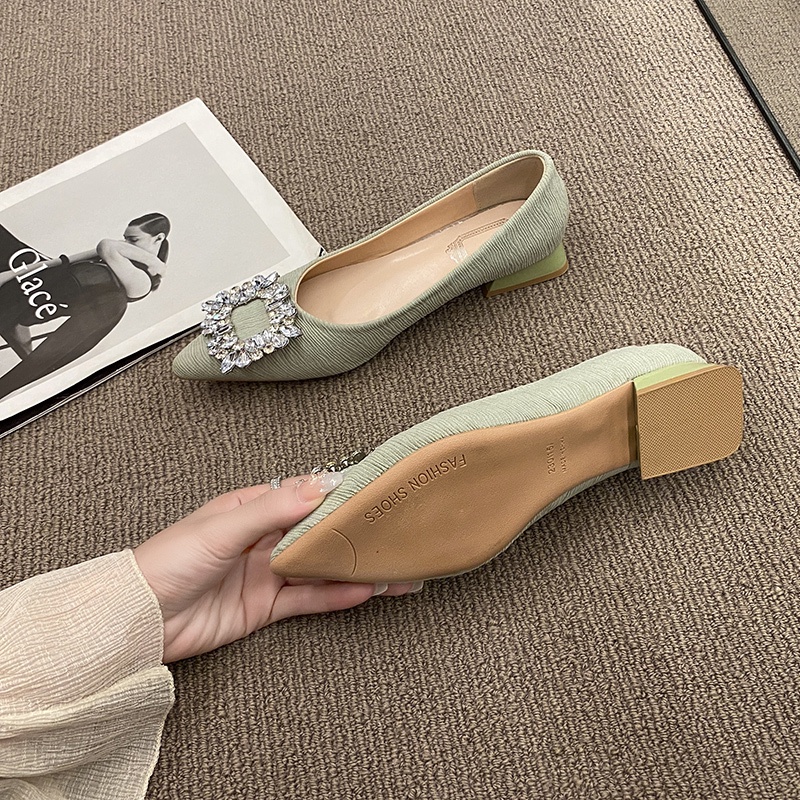 Giày Búp Bê Mũi Nhọn Đính Đá Thời Trang Nữ Tính