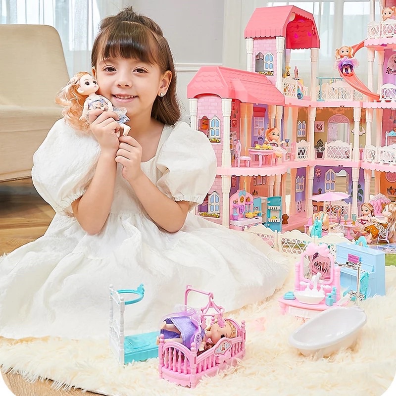 Nhà búp bê lắp ghép Castle Villa - Mô hình biệt thự cỡ lớn có đèn led