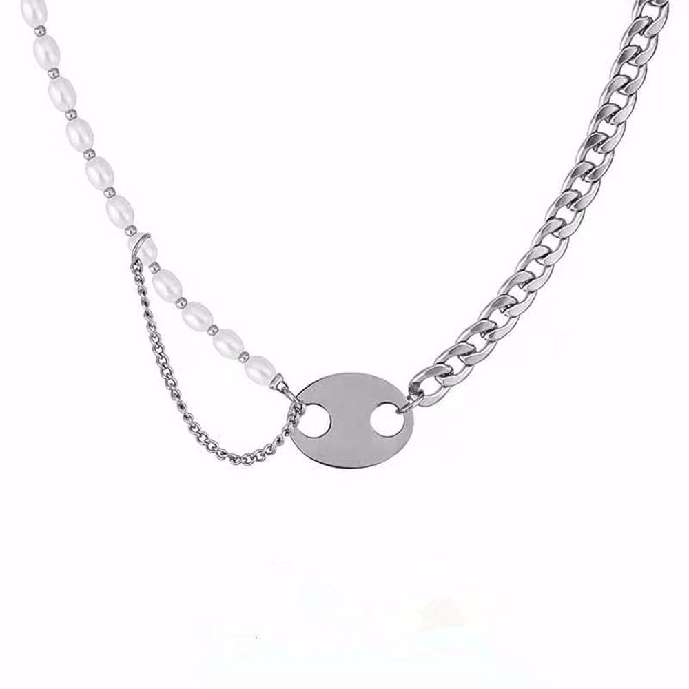 VANES1 Vòng cổ Thép Titan Mặt Hình Mũi Heo Thời Trang Hàn Quốc