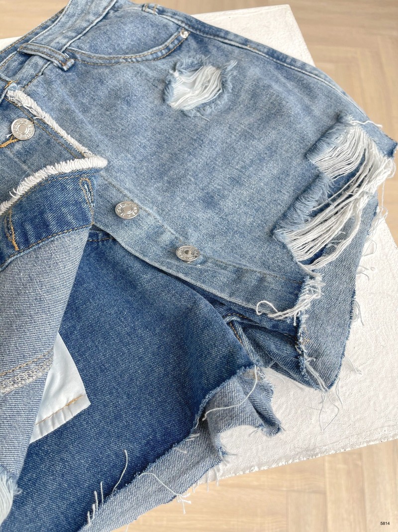 Quần short nữ, quần short denim giả chân váy cúc cài 5814