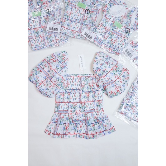 Áo bé gái JANIE AND JACK -  FLORAL PATCHWORK SMOCKED PEPLUM TOP