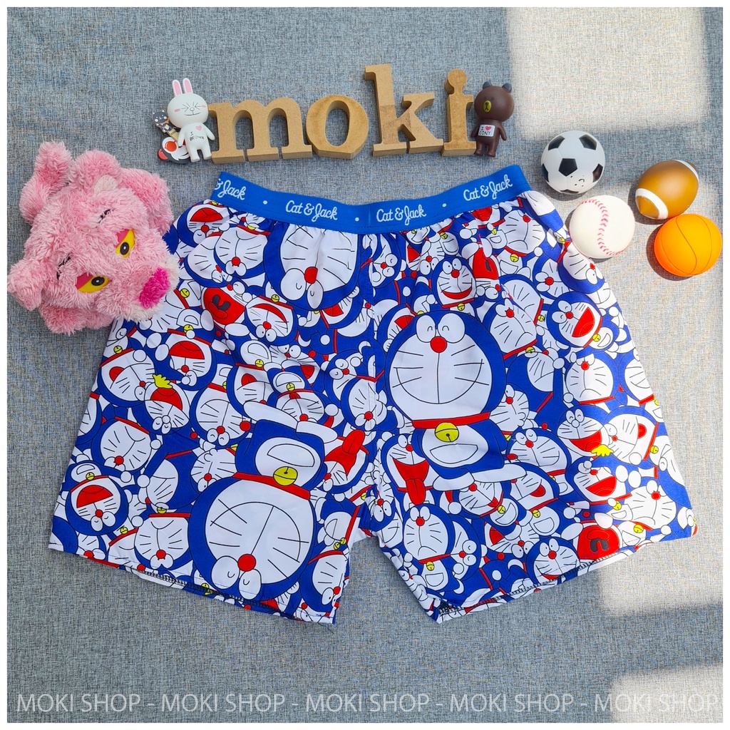 Quần đùi nam nữ vải kate mát mặc ngủ thoải mái thoáng mát doremon đô rê mon MOKISHOP