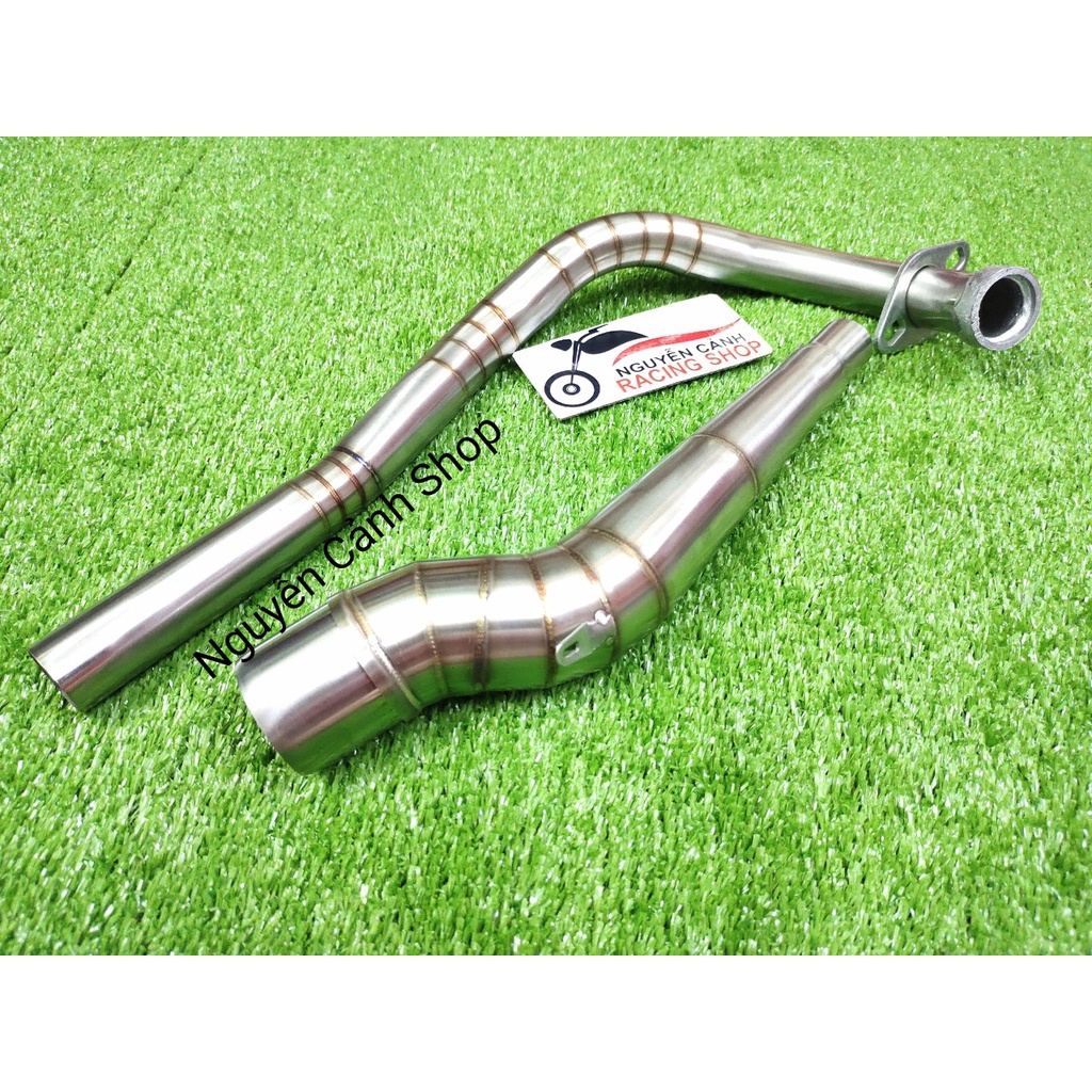 Cổ pô 2 khúc Inox mối hàng titan-Wave Dream-Sirius-Wave A 2017-Exciter-Winner