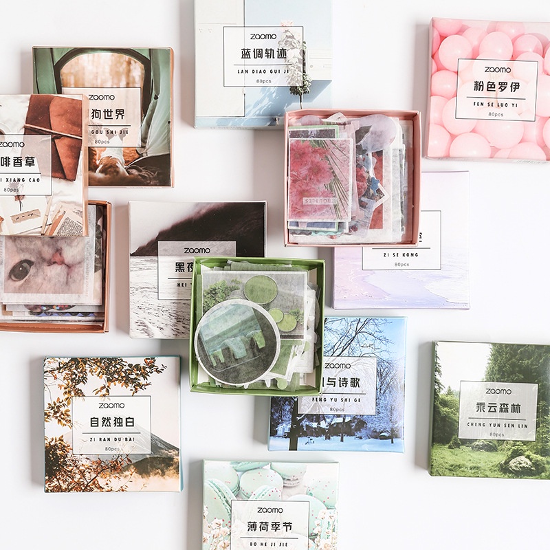 Hộp 80 Miếng Dán Trang Trí Sổ Tay DIY Xinh Xắn
