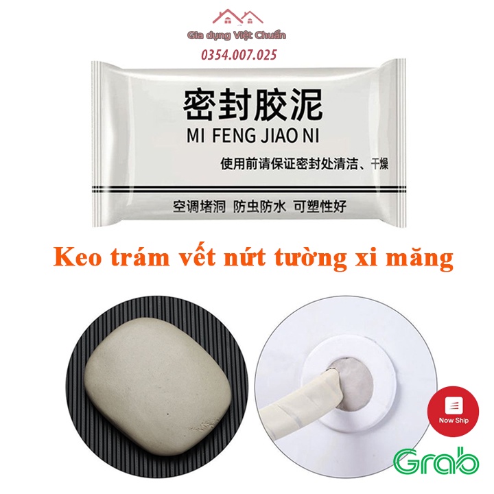 Keo vá tường xi măng dẻo, trám vết nứt tường, bịt kín lỗ hổng, sửa chữa vết nứt ống nối máy lạnh chống thấm nước