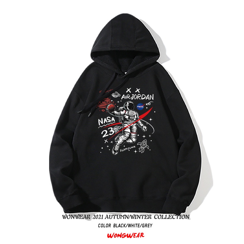 Áo Hoodie Cotton Dày Tay Dài In Hình Phi Hành Gia NASA Dành Cho Cặp Đôi