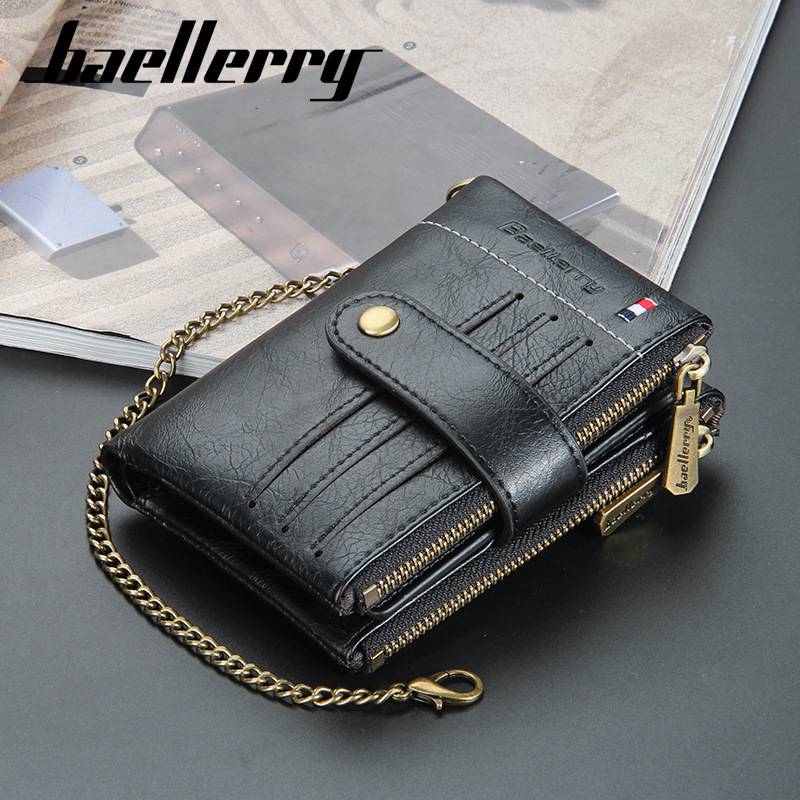 Baellerry Ví mới Nam ngắn Châu Âu và Mỹ Retro Gói Thẻ Zipper Dây kéo nam Khóa dọc