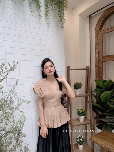 ÁO XẾP LY CỔ V HÀNG THIẾT KẾ