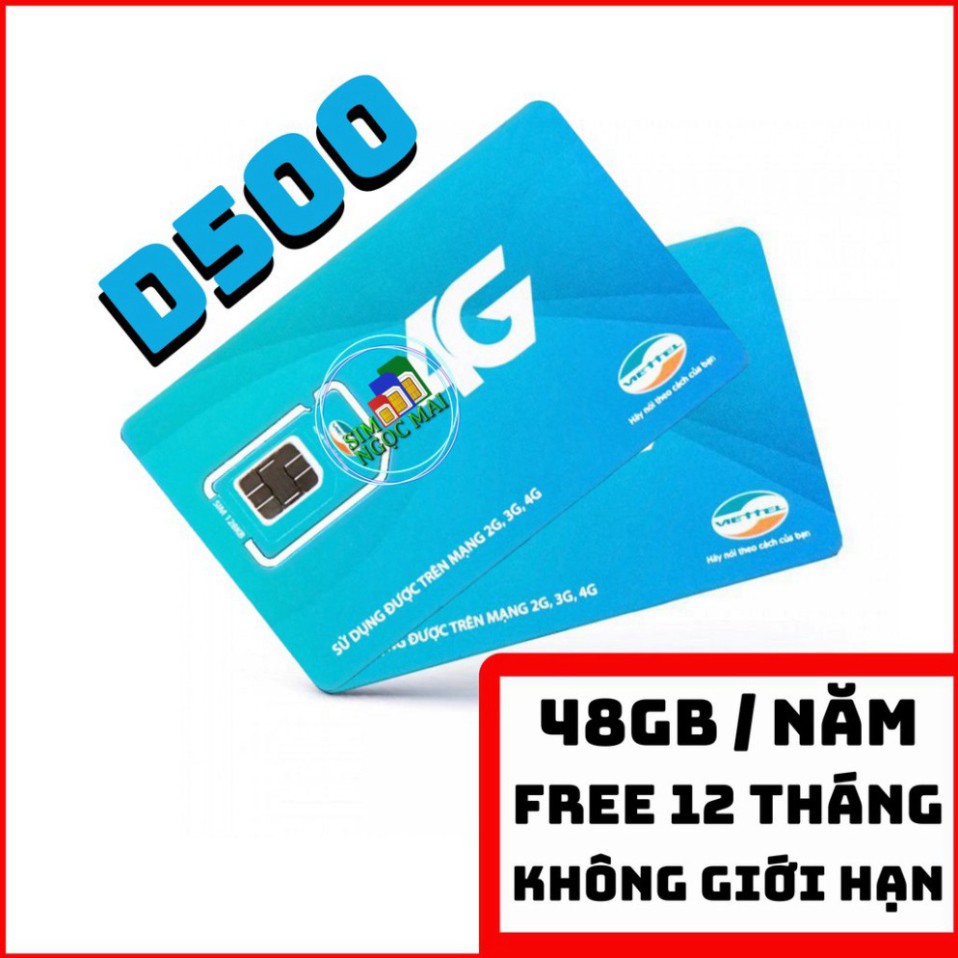 RẺ VÔ ĐỊCH [FREESHIP] Sim 4G Viettel D500 - D500T  5Gb/tháng Trọn Gói 1 Năm Không Nạp Tiền - NGHE GỌI ĐƯỢC RẺ VÔ ĐỊCH