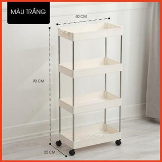 Kệ di động để đồ đa năng 4 tầng có bánh xe di chuyển tiện lợi