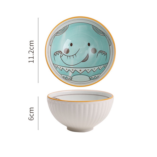 Bát Ăn Dặm AD34 Họa Tiết Voi Con Xinh Xắn Chất Liệu Sứ Cao Cấp Tráng Men An Toàn Cho Bé YOOTA BABY