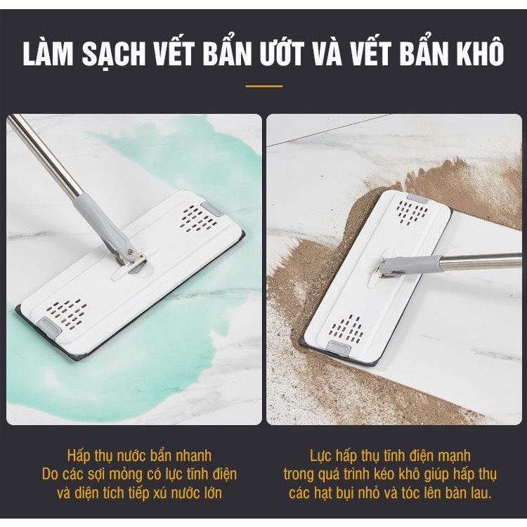 Thùng lau nhà tự vắt thông minh, chổi lau nhà 360 độ, lau sạch khô nhanh, bảo hành 12 tháng, 3 miếng lau - Kitimo