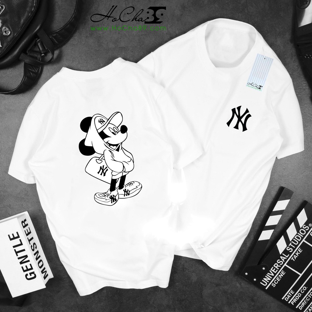 Áo Thun NY Mickey - Màu TRẮNG - Cotton 4C 65% Siêu mát (Không đúng cotton 4c tặng free áo - Có Hình Thật)