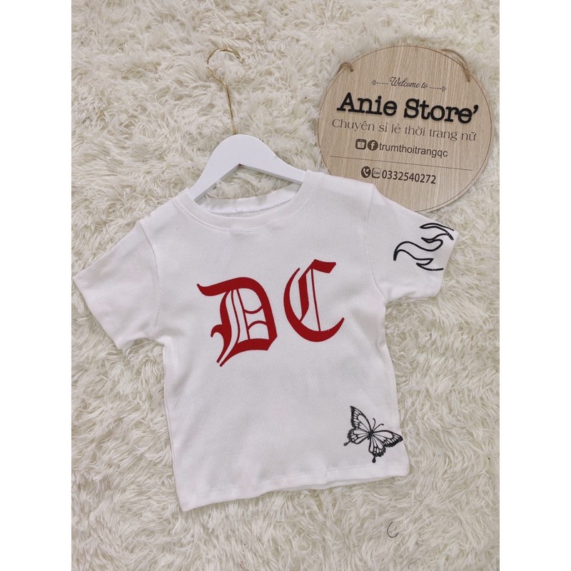 Áo CropTop Nữ Hở Eo In Chữ DG ⚡FREESHIP⚡ Áo Thun Cộc Tay Dáng Ngắn Bó Sát Phong Cách