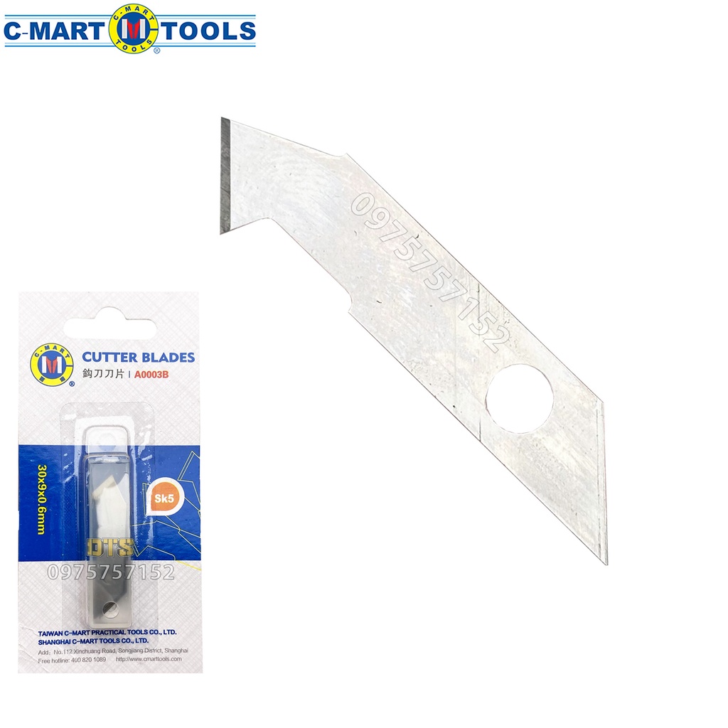 Hộp 5 lưỡi dao cắt mica đa năng C-Mart, lưỡi dao rọc nhựa, cắt mạch điện tử thép cao cấp SK5, rọc mica, Alu, phíp đồng