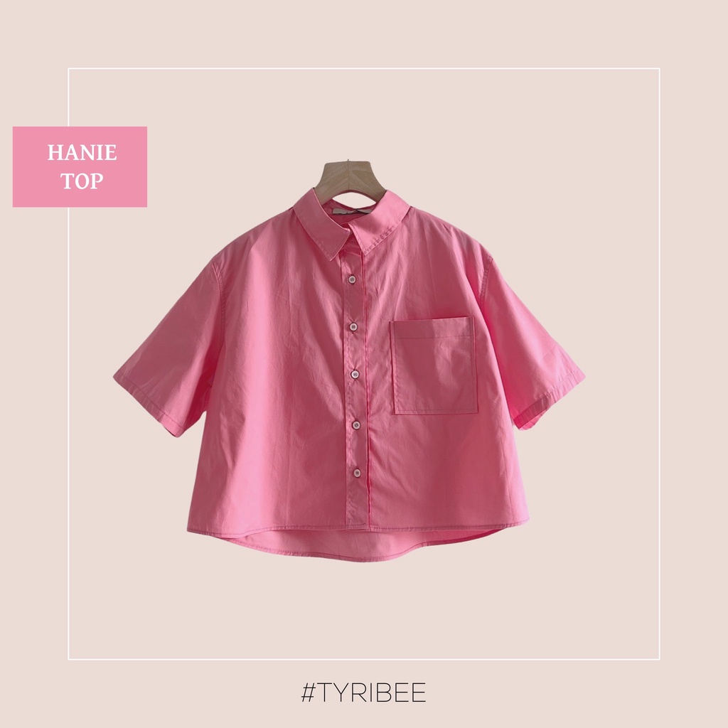 Áo sơ mi nữ croptop TN tay ngắn túi vuông chất cotton Poplin nhiều màu - Hanie Top -  Tyribee Clothing