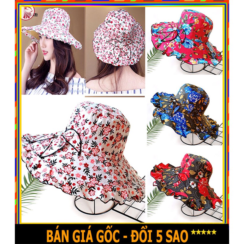 ❤️ CỰC RẺ ❤️ Mũ rộng vành màu HOA thời trang NÓN ĐI BIỂN NỮ VẢI GẤP GỌN