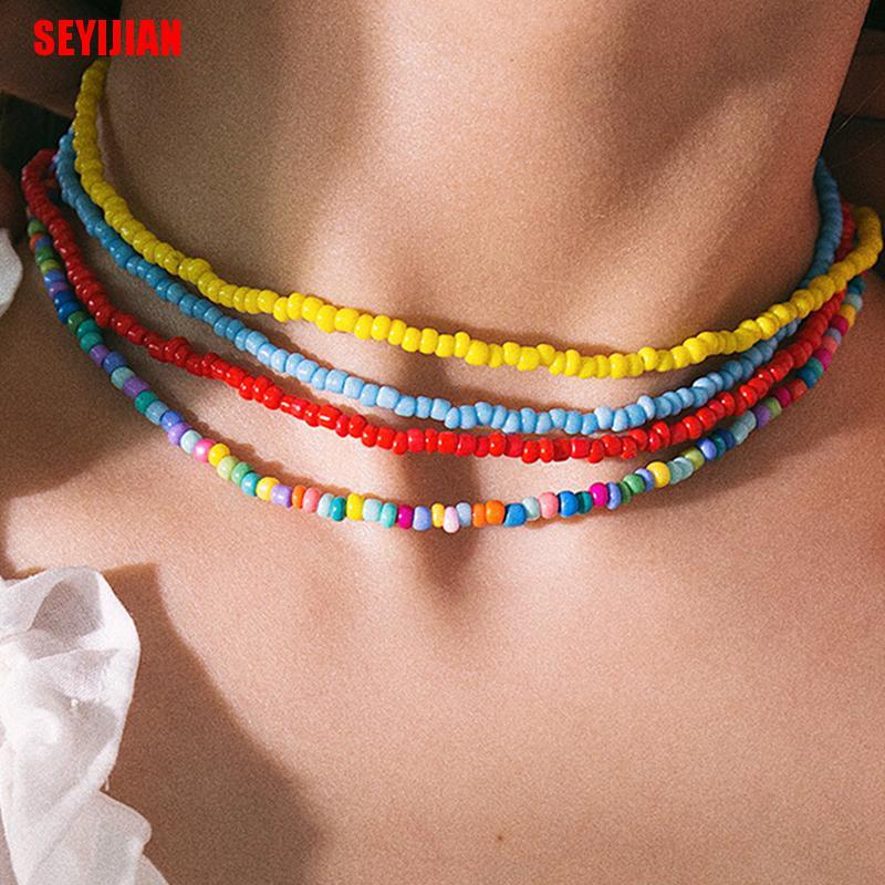Vòng cổ Hạt Nhiều Màu Sắc Phong Cách Bohemian Thời Trang Cho Nữ