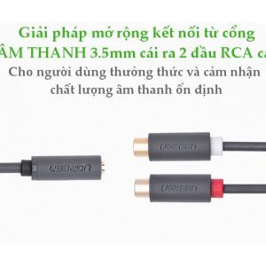 Cáp 3.5mm ra 2 bông sen Ugreen 10562 Cao cấp màu đen Chính Hãng AV109