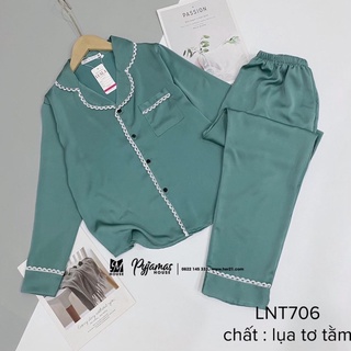 Bộ Pijama Bộ Ngủ Lụa Ren Tay Dài