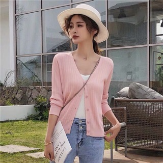 Khoác len mỏng cổ tim