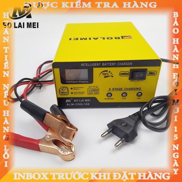 Bộ sạc ắc quy 12v/24v 3AH - 200ah BT-168 máy sạc bình xe máy ôtô xe tải thông minh tự động ngắt khi đầy truongthi