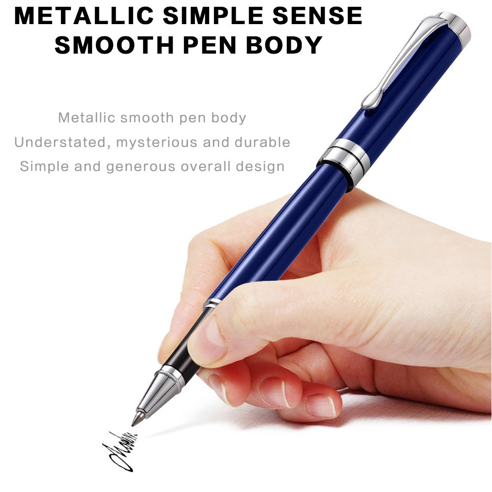 1 Gói Bút Bi Bằng Thép Không Gỉ Với Viền Chrome Màu Vàng Sang Trọng Làm Quà Tặng Cho Nam Và Nữ