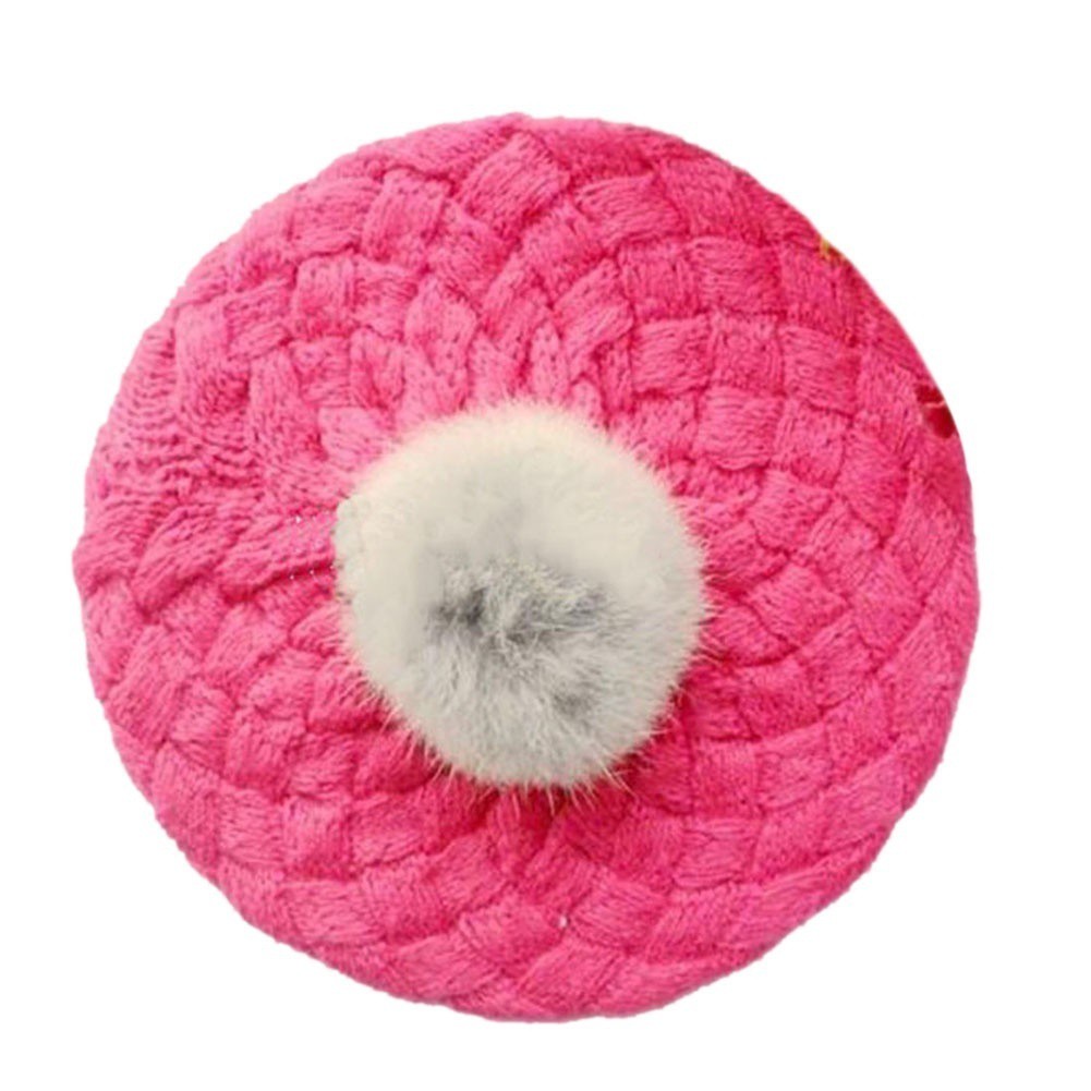 Mũ len đan trùm đầu có quả pom pim xinh xắn cho bé