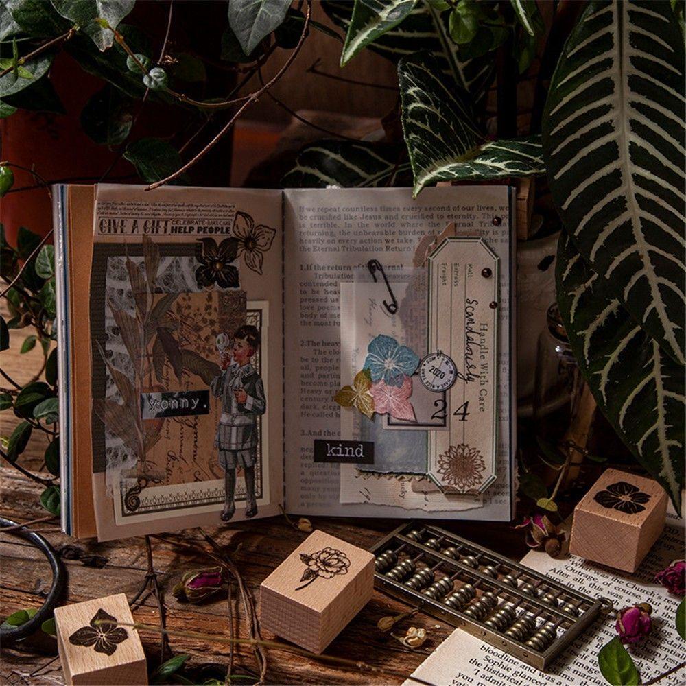 Con Dấu Gỗ In Hình Cây Cỏ Tự Nhiên Trang Trí Sổ Tay / Nhật Ký DIY